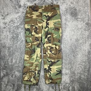 US Military BDU Pants Mens Medium Regular Woodland Camo Cargo Button Fly